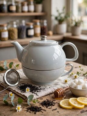 Indigo Grey & Silver Tea for One Set